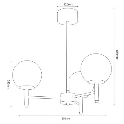 Suspension sur tige AWINION 3xE27/15W/230V