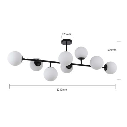 Suspension sur tige DORADO 8xE14/40W/230V noire