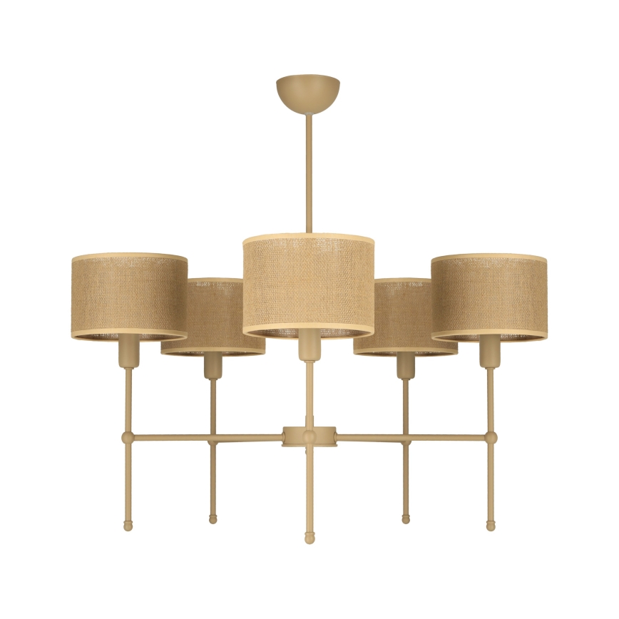 Suspension sur tige MADELA 5xE14/40W/230V jute/beige