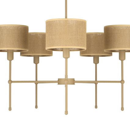 Suspension sur tige MADELA 5xE14/40W/230V jute/beige