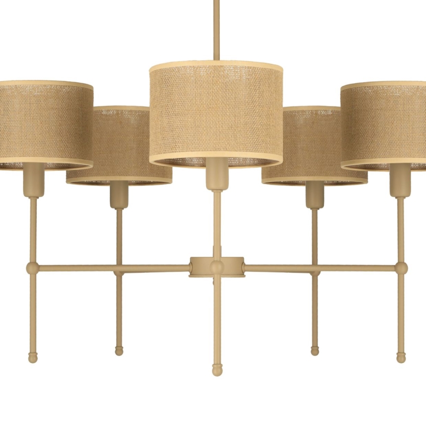 Suspension sur tige MADELA 5xE14/40W/230V jute/beige