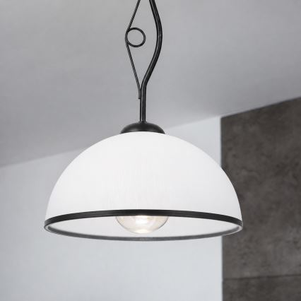 Suspension sur tige RETRO 1xE27/60W/230V noir/blanc