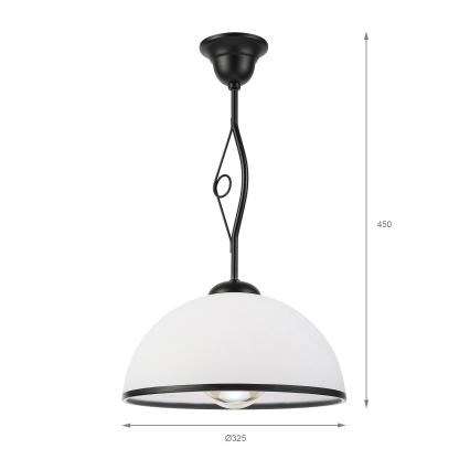 Suspension sur tige RETRO 1xE27/60W/230V noir/blanc