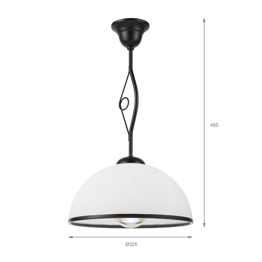 Suspension sur tige RETRO 1xE27/60W/230V noir/blanc