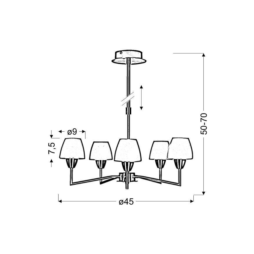 Suspension sur tige TOGO 5xG9/40W/230V chrome mat/blanc