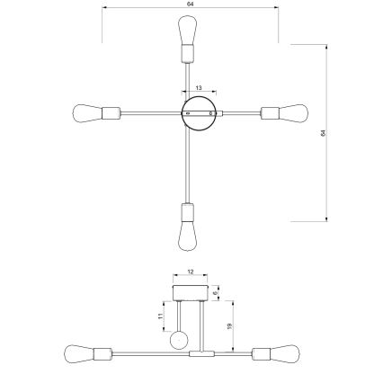 Suspension sutr barre FLAME 4xE27/60W/230V noire/chrome brillant