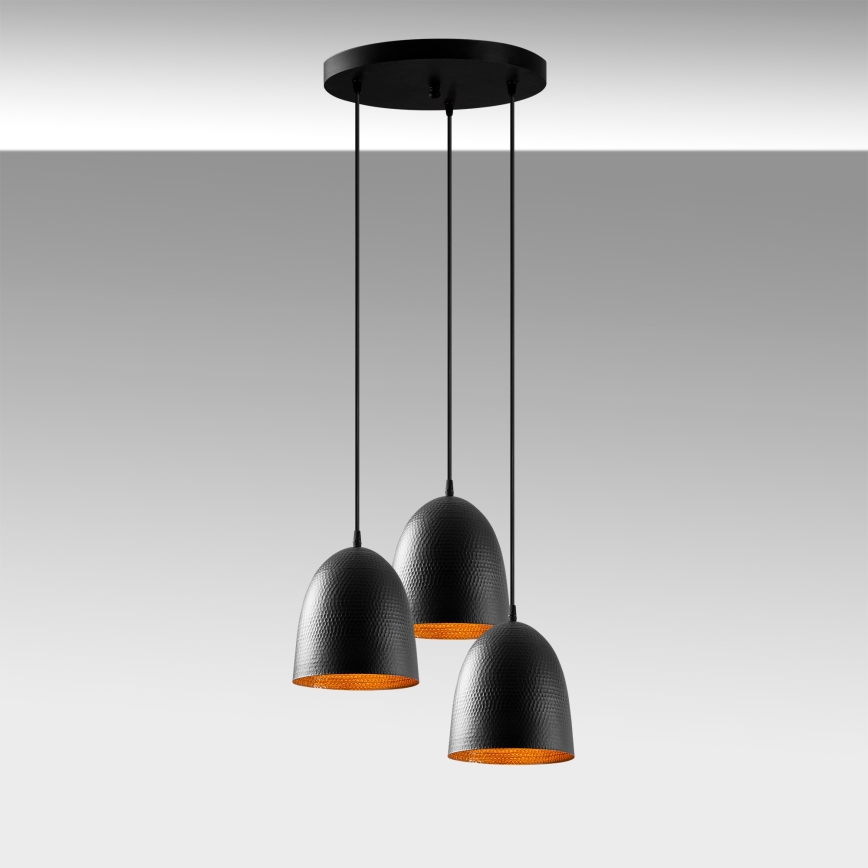 Suspension TATTOO 3xE27/40W/230V noire