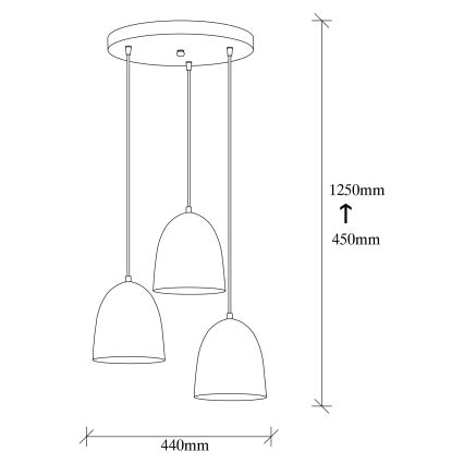 Suspension TATTOO 3xE27/40W/230V noire
