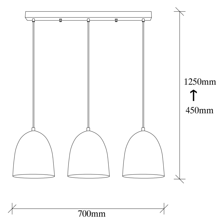 Suspension TATTOO 3xE27/40W/230V noire