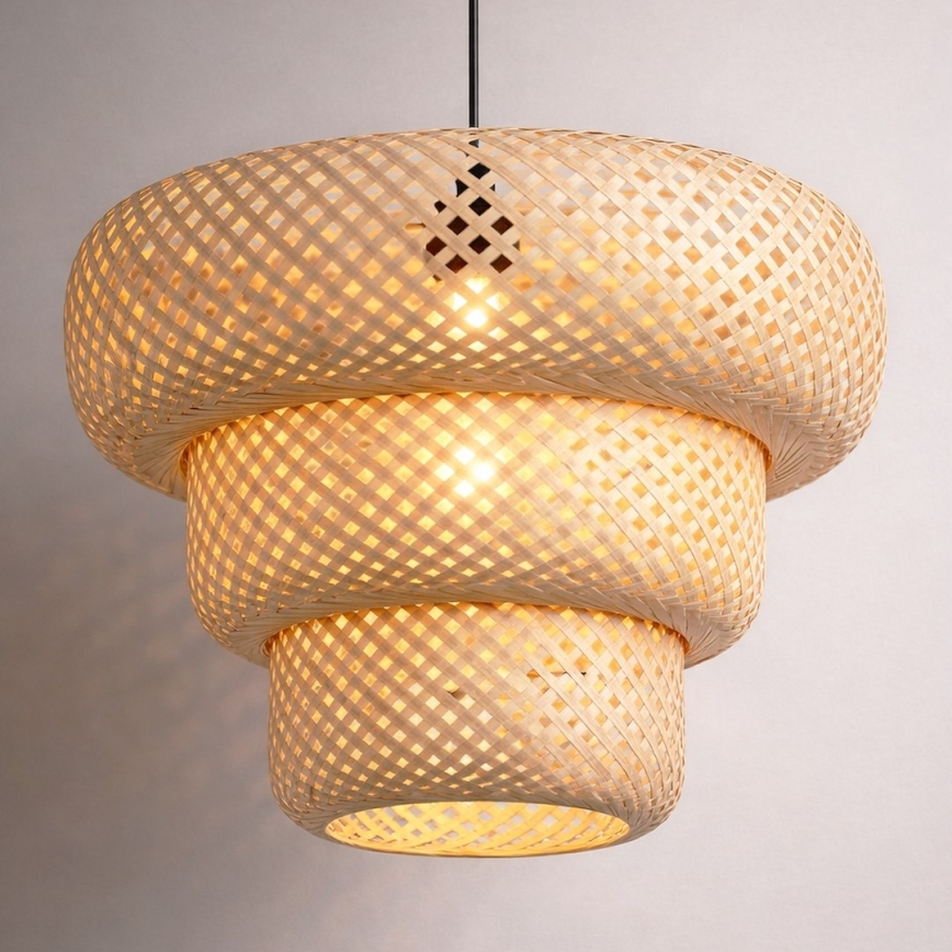 Suspension TULUM sur câble 1xE27/15W/230V Ø 35 cm en bambou