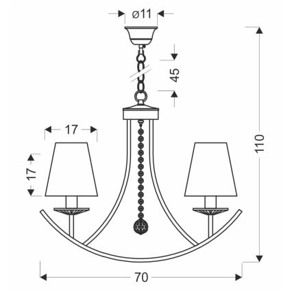 Suspension VITORIA 4xE14/40W/230V jaune/laiton