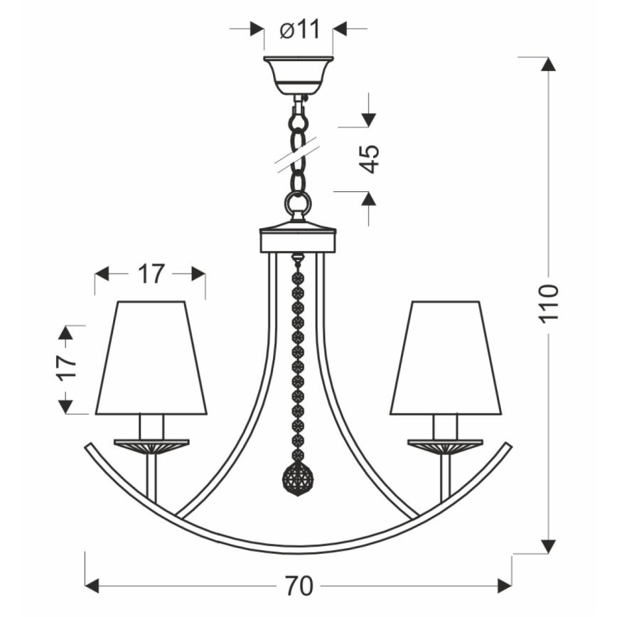 Suspension VITORIA 4xE14/40W/230V jaune/laiton