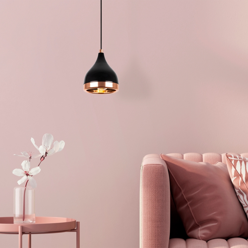 Suspension YILDO 1xE27/40W/230V noir/cuivre
