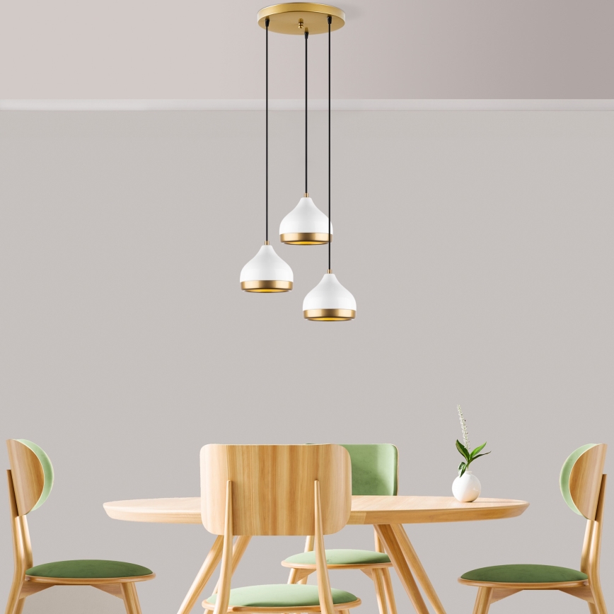 Suspension YILDO 3xE27/40W/230V blanc/or