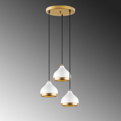 Suspension YILDO 3xE27/40W/230V blanc/or