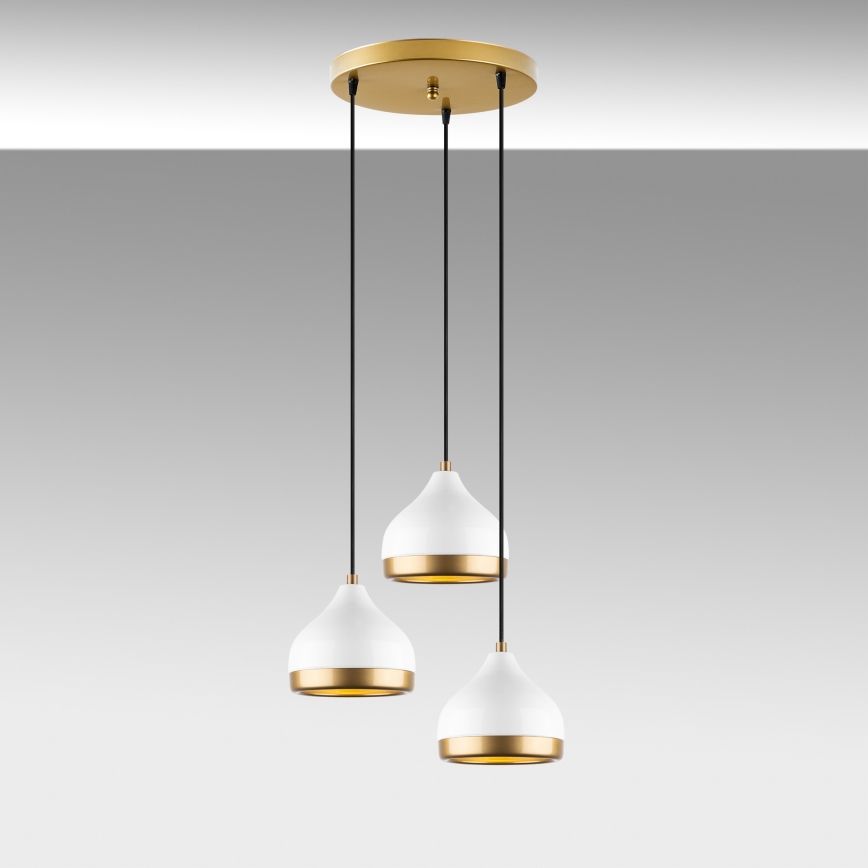 Suspension YILDO 3xE27/40W/230V blanc/or