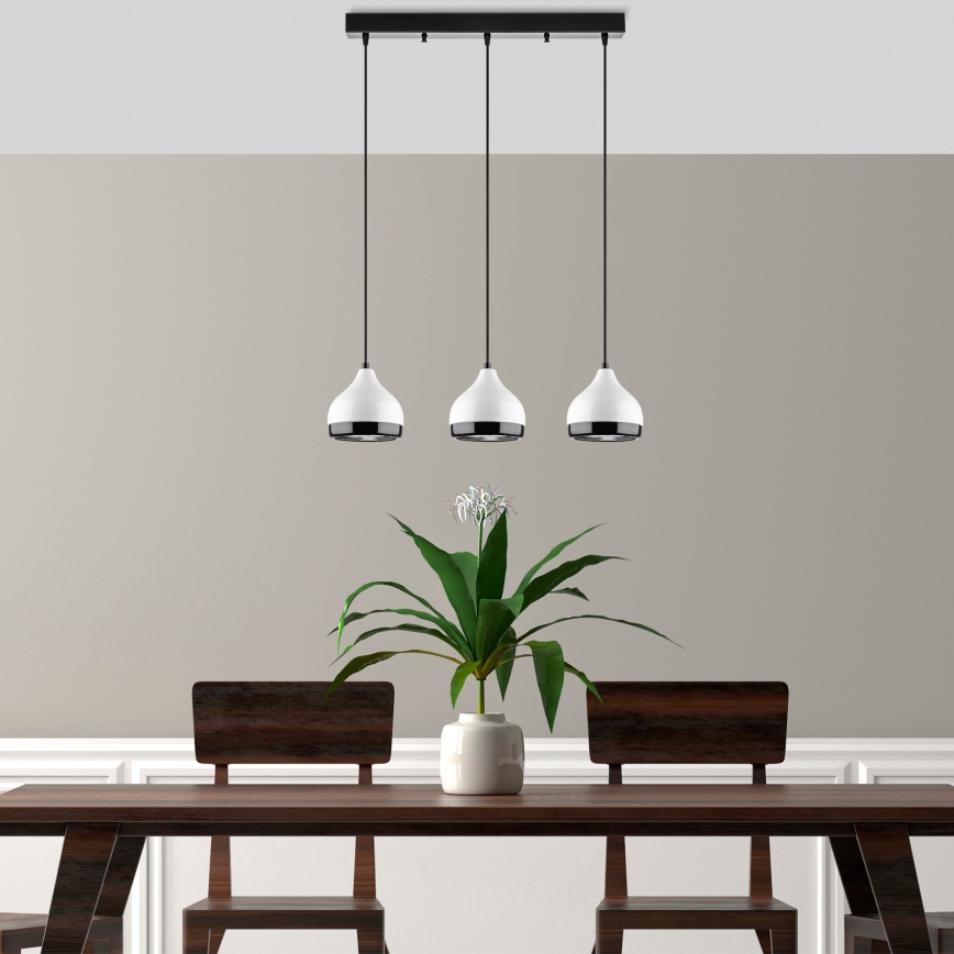 Suspension YILDO 3xE27/40W/230V blanche/noire