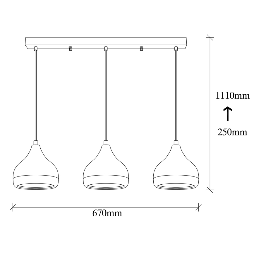 Suspension YILDO 3xE27/40W/230V blanche/noire