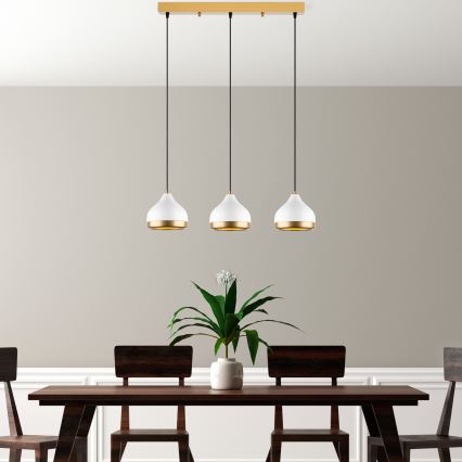 Suspension YILDO 3xE27/40W/230V blanche/or