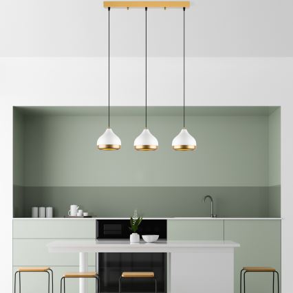 Suspension YILDO 3xE27/40W/230V blanche/or