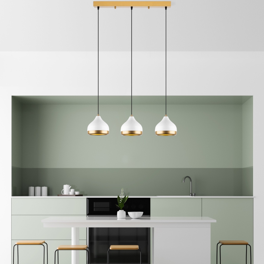 Suspension YILDO 3xE27/40W/230V blanche/or