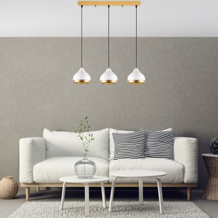Suspension YILDO 3xE27/40W/230V blanche/or