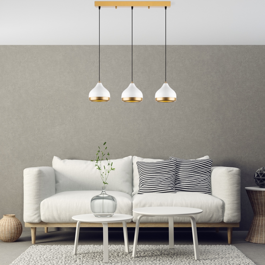 Suspension YILDO 3xE27/40W/230V blanche/or
