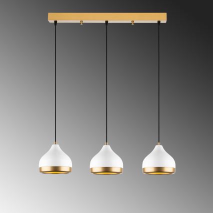 Suspension YILDO 3xE27/40W/230V blanche/or