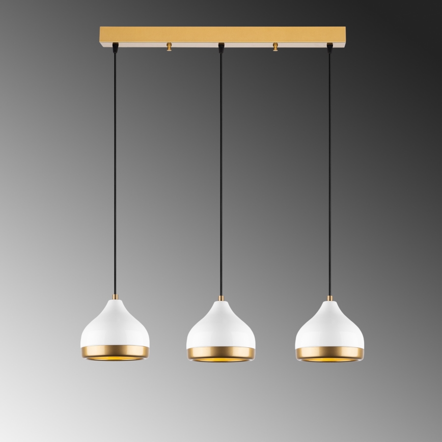 Suspension YILDO 3xE27/40W/230V blanche/or