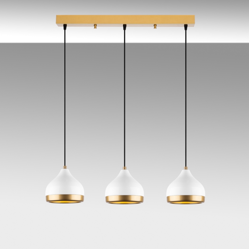 Suspension YILDO 3xE27/40W/230V blanche/or