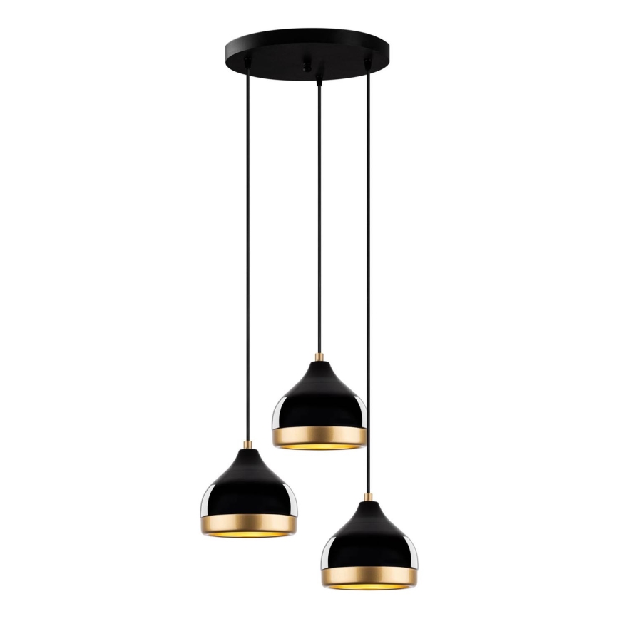 Suspension YILDO 3xE27/40W/230V noir/or