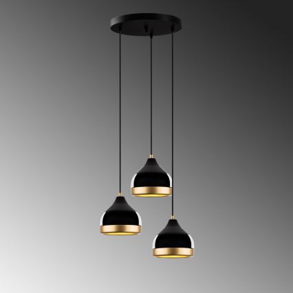 Suspension YILDO 3xE27/40W/230V noir/or