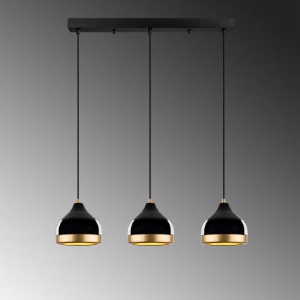 Suspension YILDO 3xE27/40W/230V noir/or