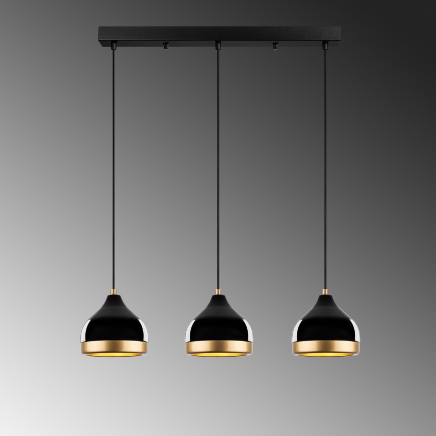 Suspension YILDO 3xE27/40W/230V noir/or