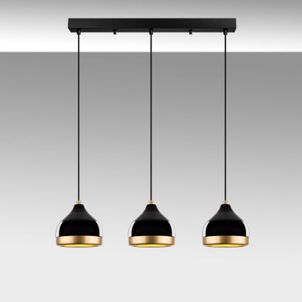 Suspension YILDO 3xE27/40W/230V noir/or