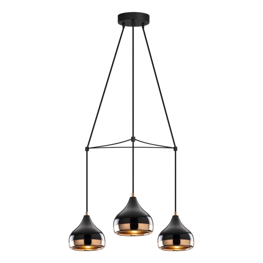 Suspension YILDO 3xE27/40W/230V noire/cuivre