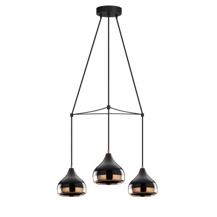 Suspension YILDO 3xE27/40W/230V noire/cuivre