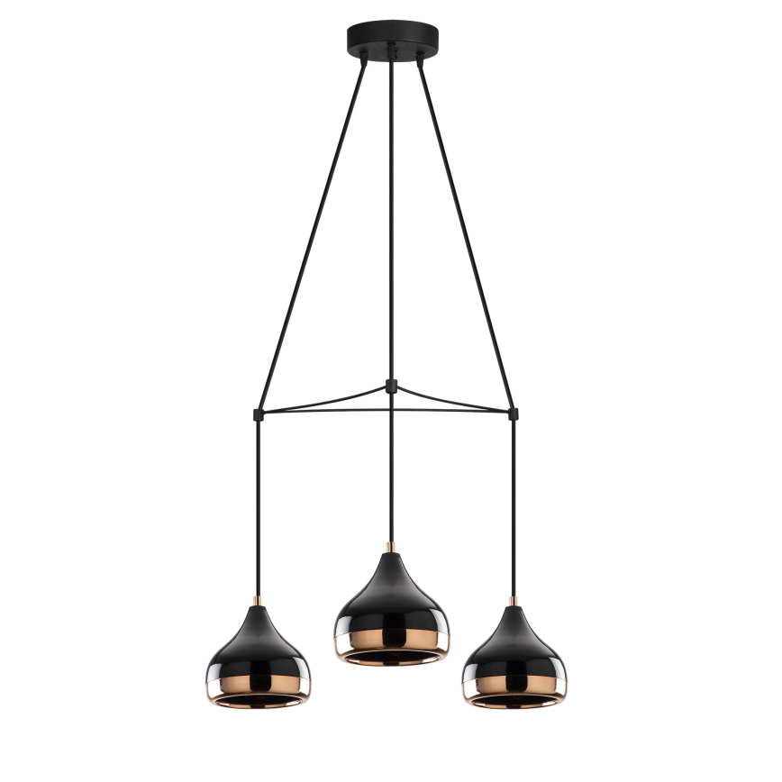 Suspension YILDO 3xE27/40W/230V noire/cuivre