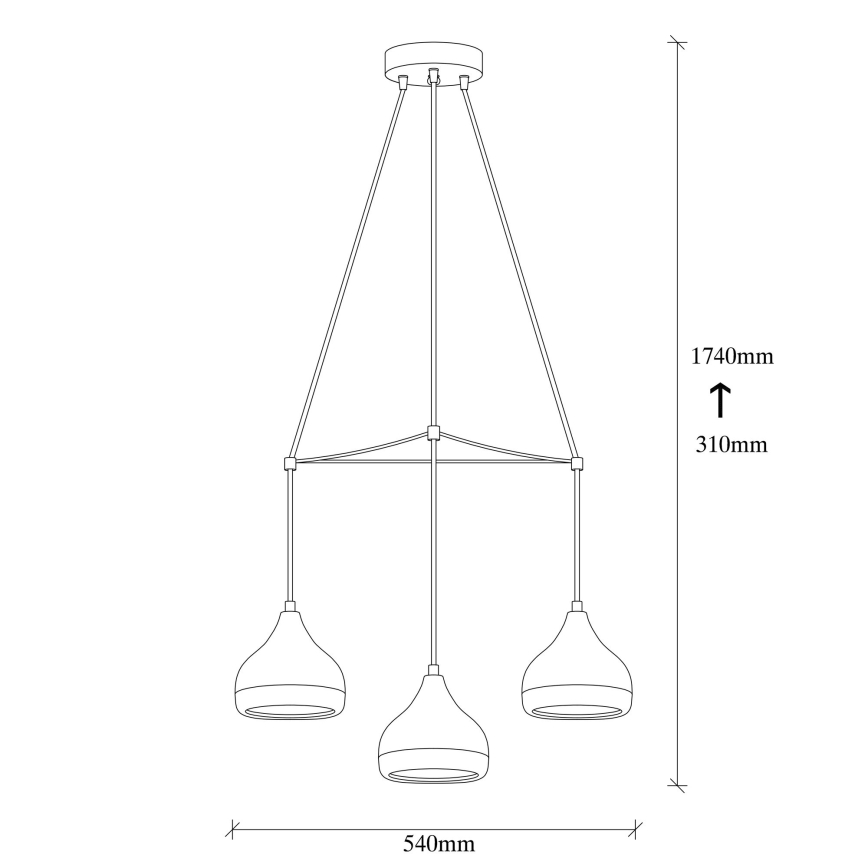 Suspension YILDO 3xE27/40W/230V noire/cuivre