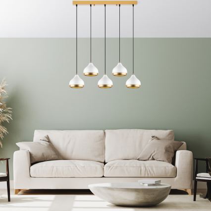 Suspension YILDO 5xE27/40W/230V blanc/or