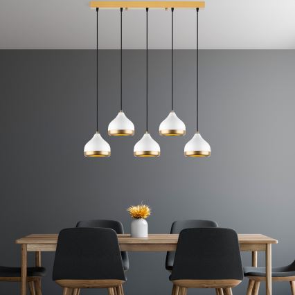Suspension YILDO 5xE27/40W/230V blanc/or