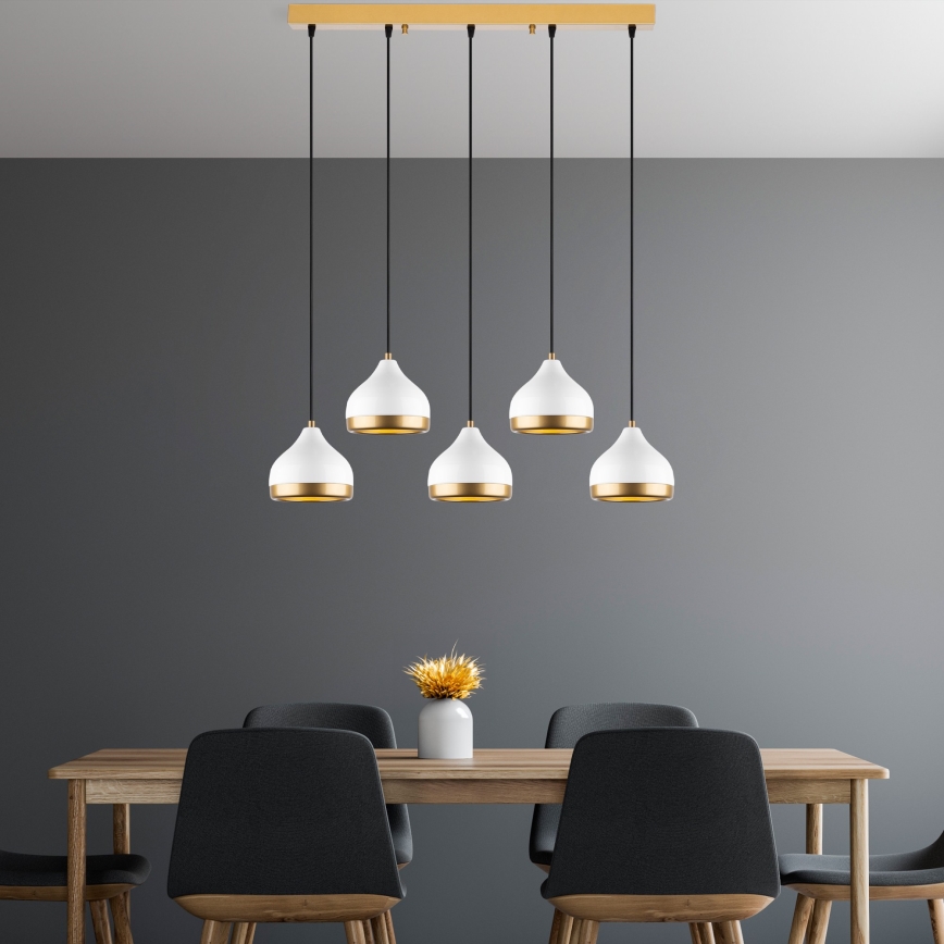 Suspension YILDO 5xE27/40W/230V blanc/or