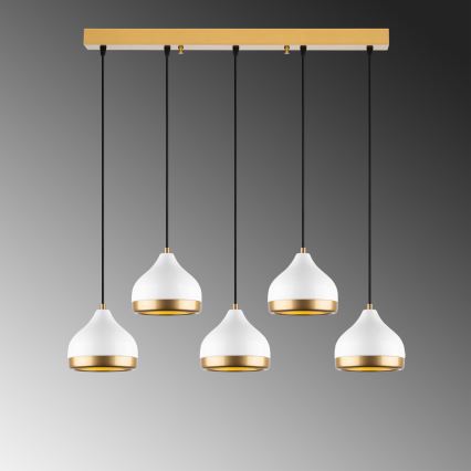 Suspension YILDO 5xE27/40W/230V blanc/or