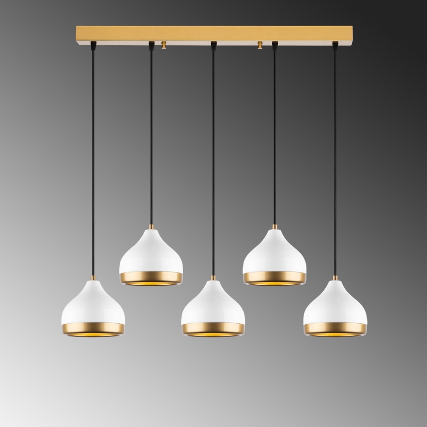 Suspension YILDO 5xE27/40W/230V blanc/or