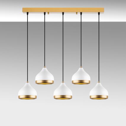 Suspension YILDO 5xE27/40W/230V blanc/or