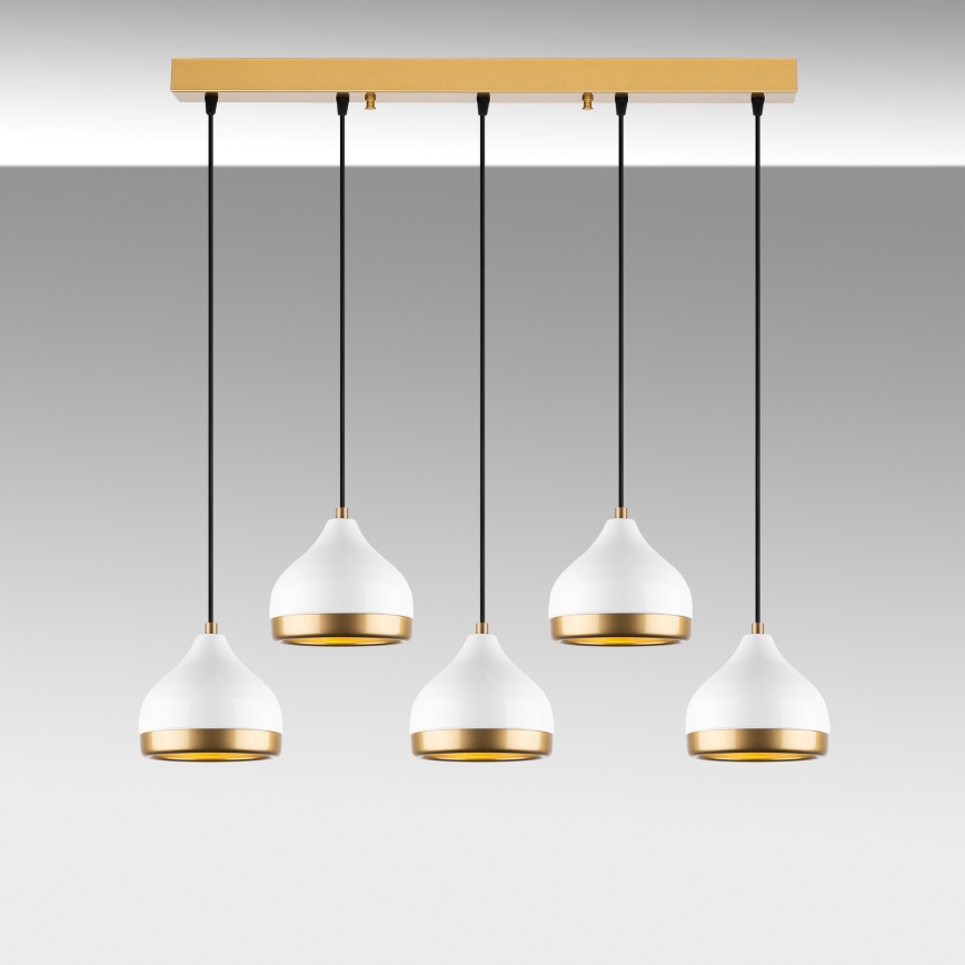 Suspension YILDO 5xE27/40W/230V blanc/or