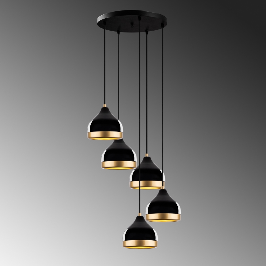 Suspension YILDO 5xE27/40W/230V noir/or