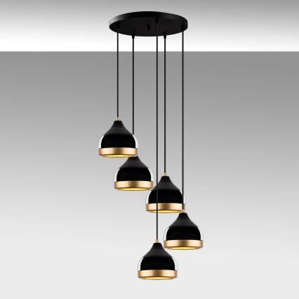 Suspension YILDO 5xE27/40W/230V noir/or
