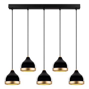 Suspension YILDO 5xE27/40W/230V noir/or