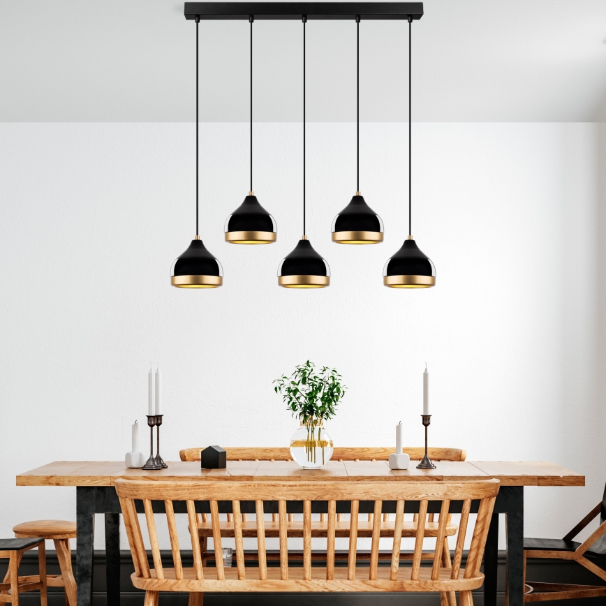 Suspension YILDO 5xE27/40W/230V noir/or